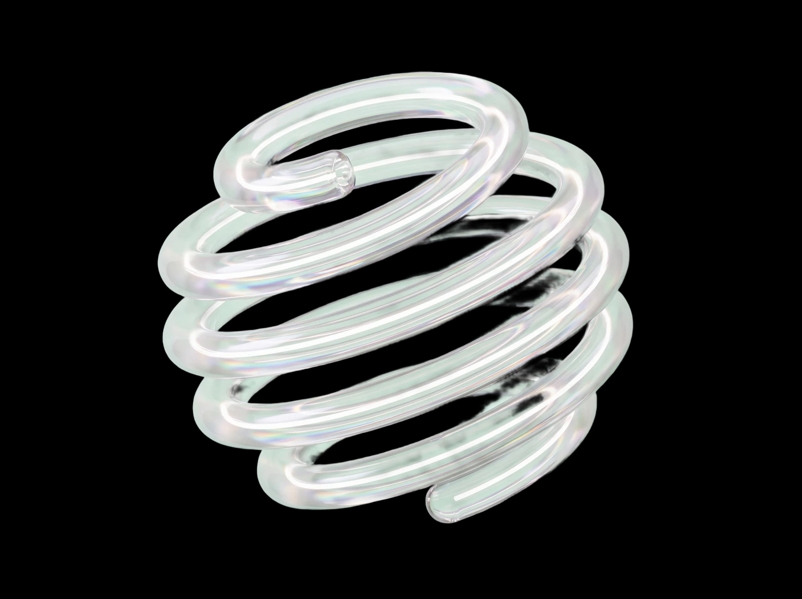 Illustration: Skulpturale Spirale aus Glasröhren, in deren Innerem Lichtfäden verlaufen
